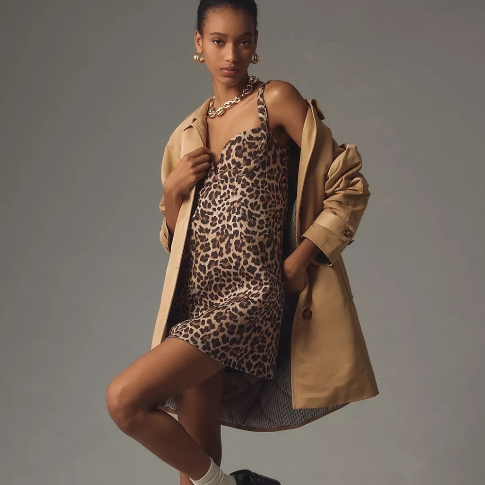 NWT Anthropologie Dhruv Kapoor Neoprene Leopard Print Mini Dress Small